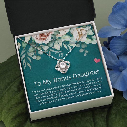 To My Bonus Daughter | Love Knot Necklace