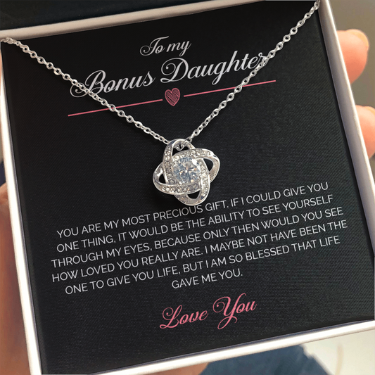 To My Bonus Daughter - Love Knot Necklace