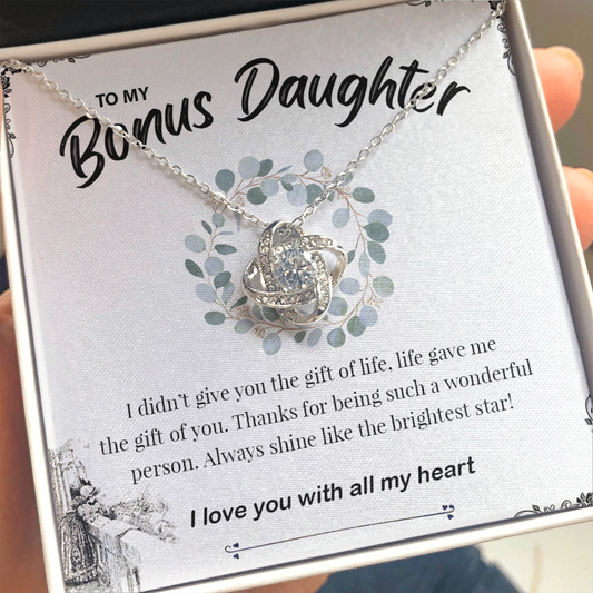 To My Bonus Daughter | Love Knot Necklace